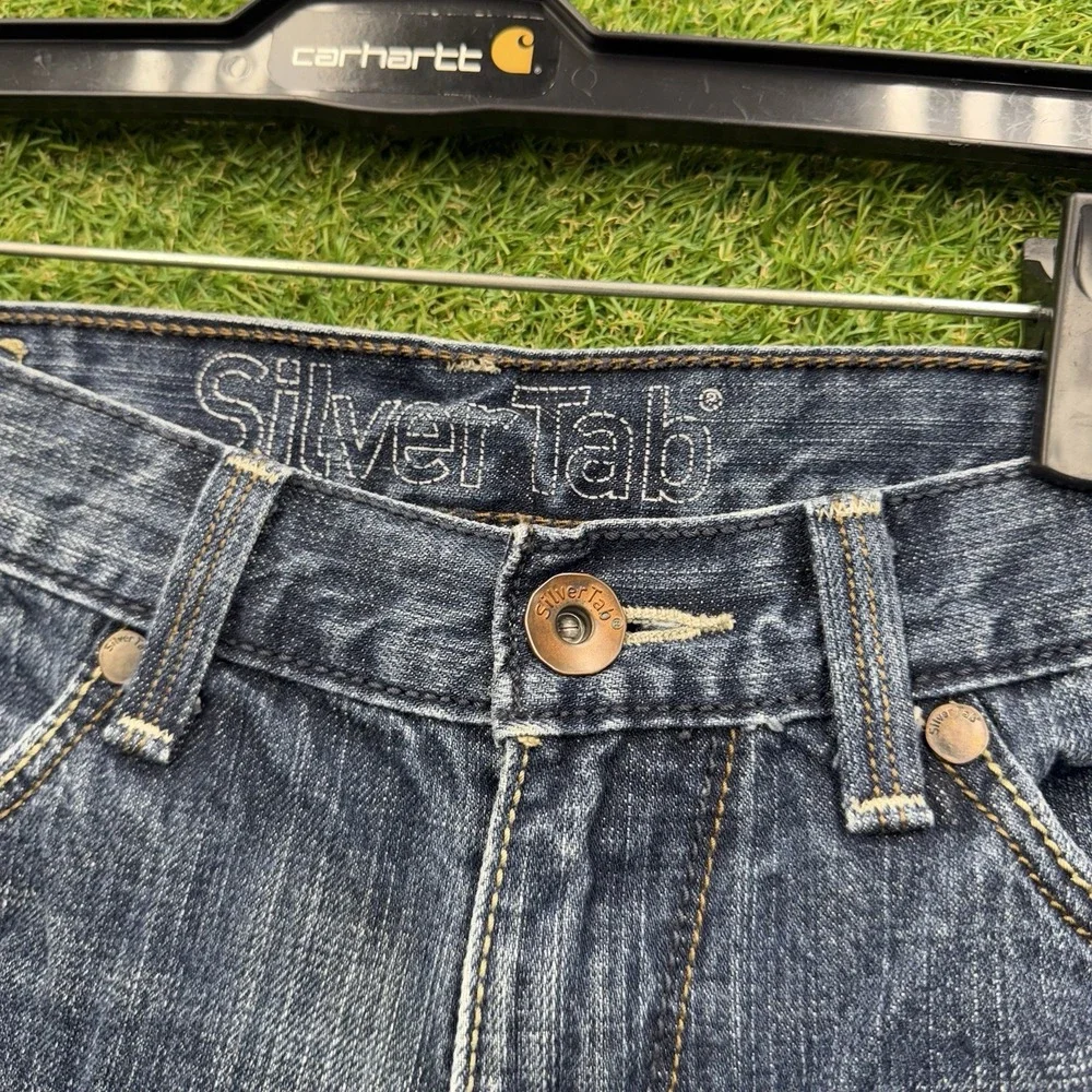 Vintage Levis Jean Shorts Mens 31 31x12 Silver Tab Baggy Skater JNCO Dark Wash